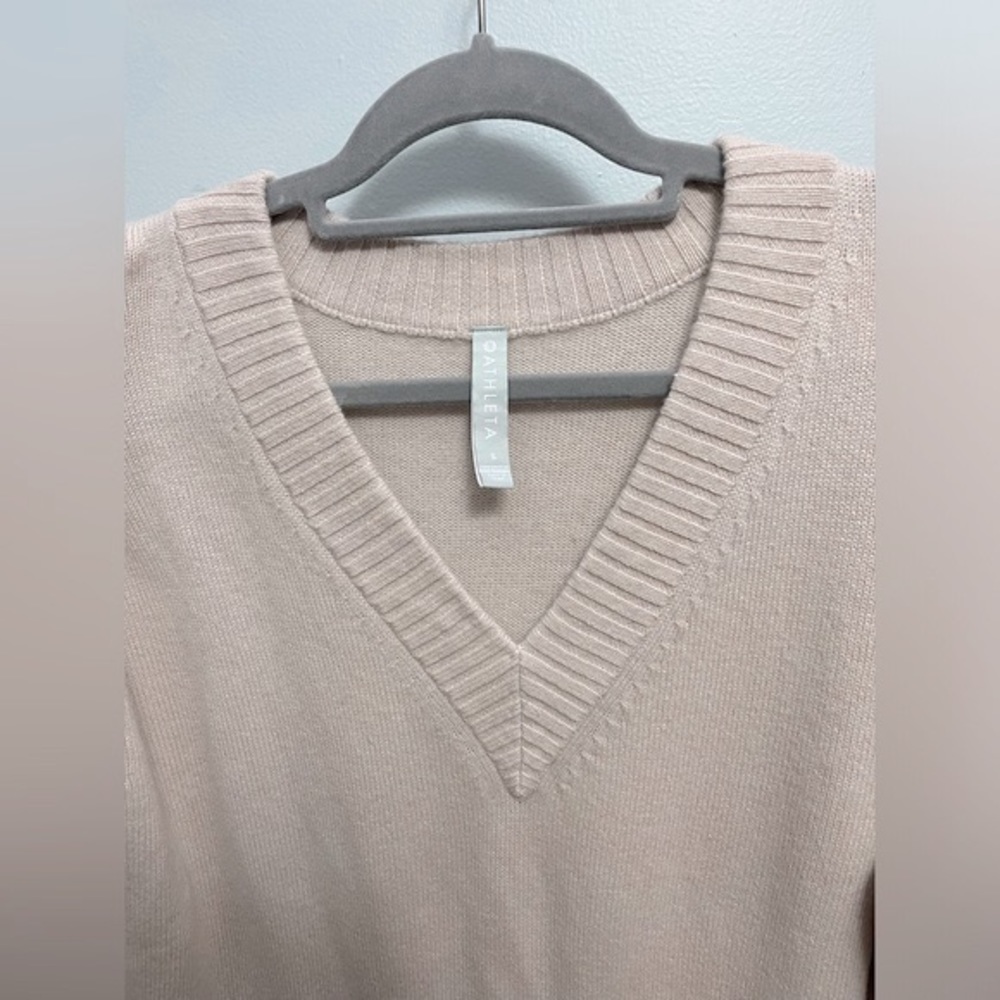 Athleta Vital Women’s Small Cashmere/Wool Trendy Cozy Oversized Sweater Oatmeal - Picture 6 of 7